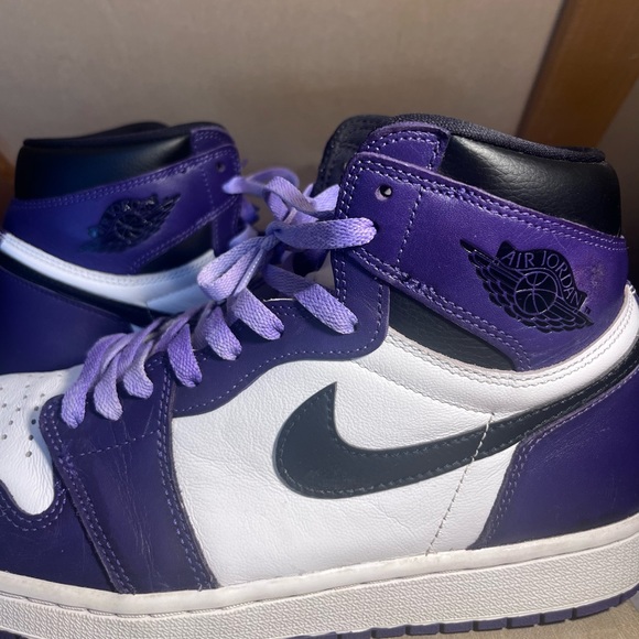 Nike Retro Court Purple Air Jordan 1 High Top Basketball Shoes - Picture 10 of 10
